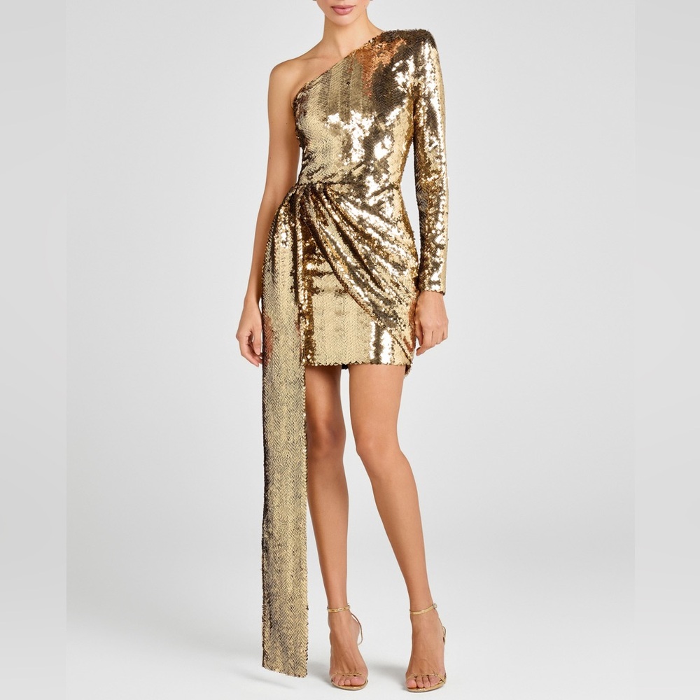 Nadine Merabi Sz M Gold Cocktail Dress